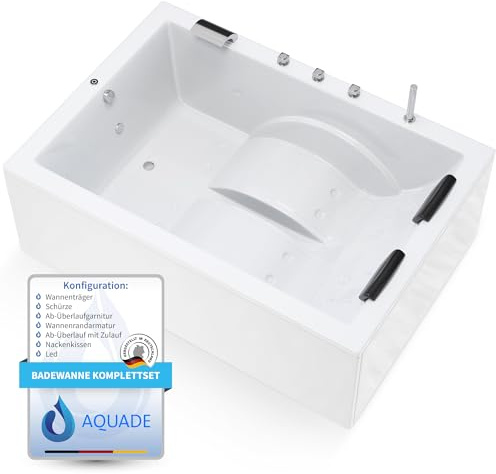 AQUADE Acryl Badewanne 180x130 cm Badewannen Komplettset Modell: Marburg