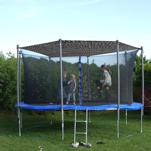 FUFRE Trampolin Sonnenschutz Abdeckung, Trampolin Sonnenschutznetz Ø183 244 305 366 cm für 6/8 Stangen, UV-beständig Trampolin Zubehör Sonnensegel Sonnenschutz Überdachung Abdeckung