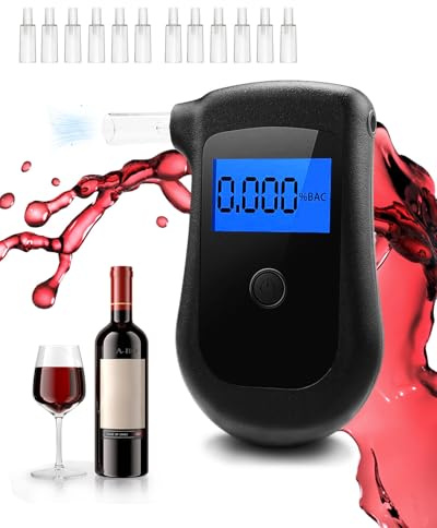 Zumhigh UK Breathalysers, Portable High Accuracy Alcohol Tester, BAC Breathalyser with 12 Recyclable Mouthpieces,Breathalyzer suitable for Family Dinner, Travel, Car, Party, Banquet (No Batteries)