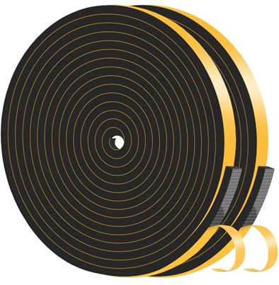 Dichtungsband,Reduziert Geräusche & Klappern,10mm x 6mm x 10M | Hochdichtes CR-Material,Reduziert Geräusche & Klappern,Einseitig klebend, abnehmbar, rückstandsfrei,Schwarz