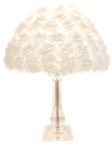 GUANSHAN Kreative schirmförmige Stoff-Rosen-Tischlampe mit Kristallsockel, dekorative Ornamente, Nachttischlampe für Restaurant, Wohnzimmer und Schlafzimmer.