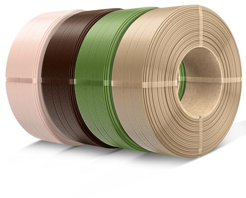 SUNLU 3D Printer Filament PETG Filament Refill 1.75mm,Suitable for SUNLU Third-Generation Reusable spools,1kg per Spool,Pack of 4,4 Colors,Beige+Coffee Brown+Olive Green+Oak