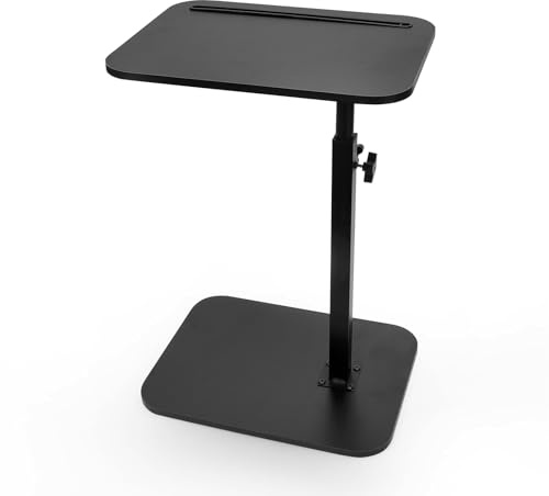LOMUG Beistelltisch C Form für Couch, 360° Rotierbarer Beistelltisch Holz Höhenverstellbar Sofatisch, Couchtisch mit Steckplatz für Telefon und Tablet, Kleiner Tisch für Schmale Räume und Outdoor