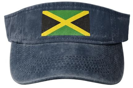 Jamaika Military Flag Verstellbare Sonnenkappe - Leichter Baumwoll-Denim, UPF 50+ Schutz, Verstärktes Klettband Golf, Gartenarbeit