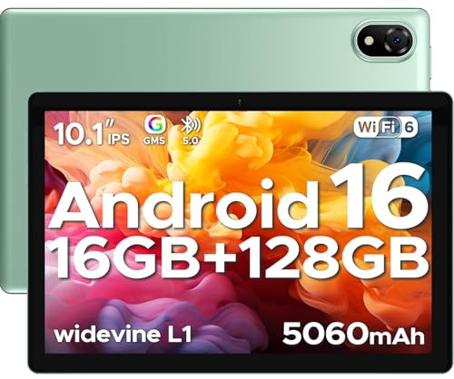 DOOGEE U10 Android 16 Tablette 10 Pouces avec Gemini AI, 16GB RAM+128GB ROM(2TB TF), Octa-Core Tablette Tactile, 5060mAh, WiFi-6/Widevine L1/BT 5.0 /8MP+5MP, Vert
