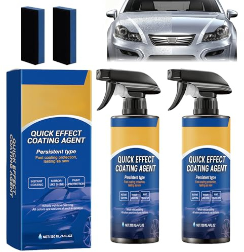 2 Pieza Quick Effect Coating Agent for Car 120ml 3 in 1 Agente Recubrimiento Efecto Rápido Spray de Recubrimiento cCoche, Car Quick-Acting Coating Agent Spray Con 2 Borradores de Esponja