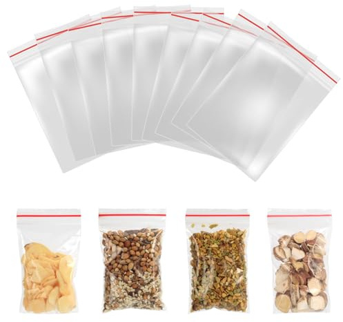 VINATO 100 Sachets de Rangement Transparents 5x8cm avec Fermeture Zip, Petits Sacs Refermables pour Organiser Bijoux, Fournitures de Bureau, Pièces Détachées, Résistants et Polyvalents