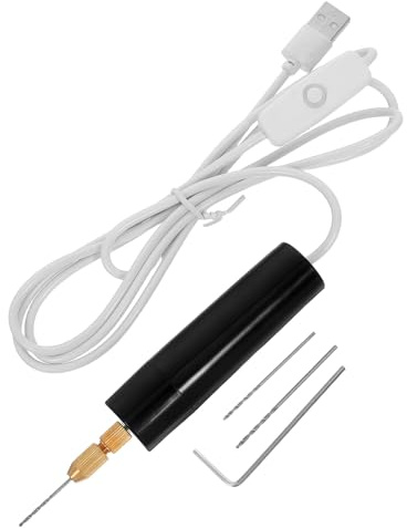 BAZEITFLOW Juego de Mini Taladro Eléctrico USB para Bricolaje con Brocas Helicoidales de Alta Velocidad Taladro Manual para Joyería y Resina Herramienta de Perforación Precisa para