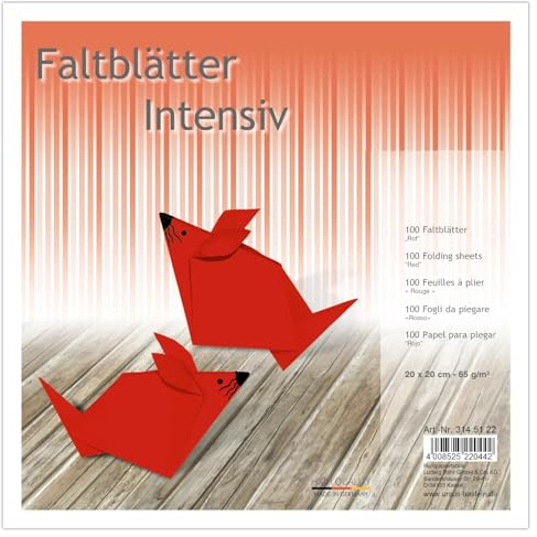 Faltblätter intensiv, 100 Blatt, 65 g/m², 20x20cm (Rot)