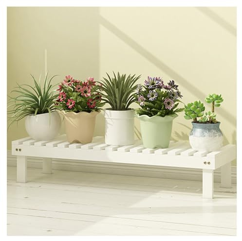 Supporto per Fiori in Legno con Gradini da Giardino Supporto per Piante Verdi da Balcone Supporto per Vasi da Fiori per Soggiorno Supporto per Decorazioni da Giardino(Bianca,58x25x15cm)