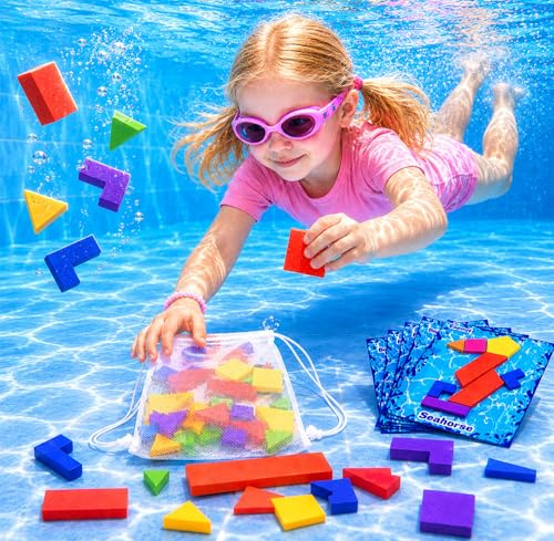Yizemay Tauchspielzeug Pool Spielzeug für Kinder, Unterwasser Puzzlespiel mit 40 Sinkenden Spielzeugen und 18 Challenge Karten, Schwimmspielzeug Unterwasser Edelstein Wasserpool-Spiele.