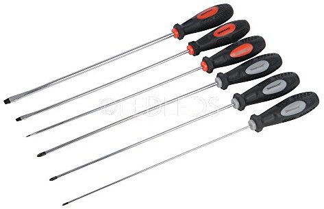 Set di 6 giraviti cacciaviti extra lunghi 325 mm Flat e Phillips Taglio Croce