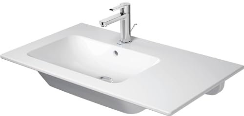 Duravit ME by Starck Meuble Lave-Mains 83 cm, sans Trou de Robinet, avec trop-Plein, avec trop-Plein, avec Trou de Robinet Banc, asymétrique, lavabo Gauche, Coloris: Soie Matte Blanche - 2345833260