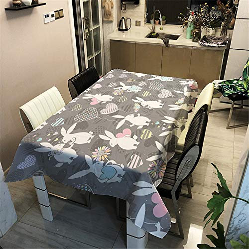 Surwin Tischdecke Abwaschbar Tischtuch Eckig Lotuseffekt Fleckschutz Pflegeleicht für Wachstuchtischdecke Motiv und Größe wählbarischdecke (Weißer Hase,140x200cm)