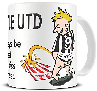 Wee On The Rival's Shirt | Football Fan Rivalry Mugs | Great Funny Gift for a Football Supporter Present Coffee Tea Mug Cup (Newcastle Utd V Sunderland) WE18