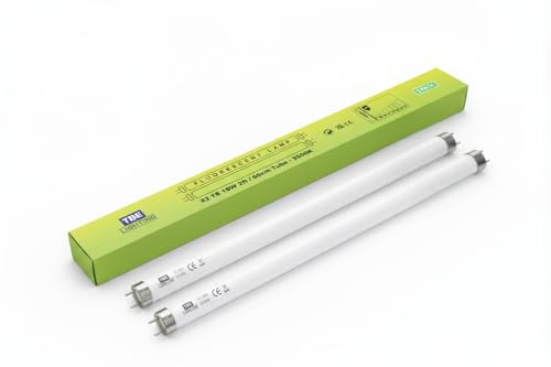 TBE LIGHTING T8 18W 2ft (60cm) Fluorescent Tube Lights – G13 2-Pin Base CFL Lamps, 3500K Soft White, 1350 Lumens, Energy Saving T8 Tubes for Office, Ceiling, and Retail Fittings – 2 Pack