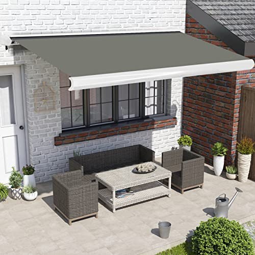 Green Bay 3.5x2.5 Full Cassette Manual Garden Cassette Awning Patio Sun Shade Sail Canopy Grey