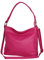 AmbraModa GL35 Sac à main sac à bandoulière pour femme en cuir véritable vache grainé, fuchsia