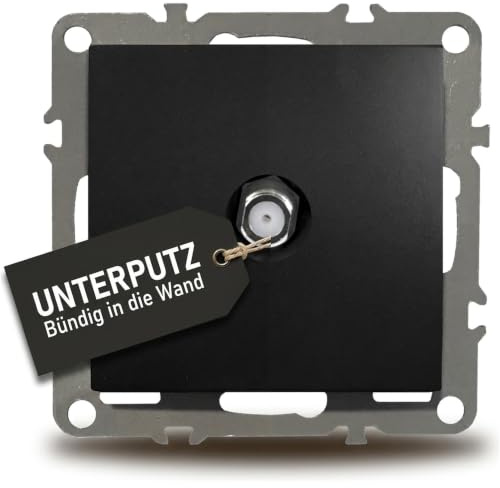 ADELID Antennendose 1-Loch SAT TV Dose F-Stecker 84x84mm | Unterputz Schwarz matt | Einbaudose für Dose Ø 60mm | Kunststoff Riegel-Befestigung