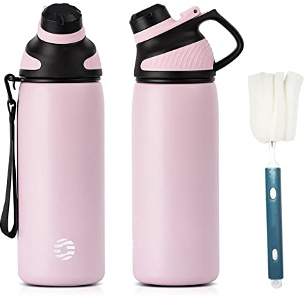 Fjbottle Borraccia in acciaio inox 600 ml/800 ml/1L con coperchio magnetico, borraccia isolata senza BPA, lavoro, viaggi