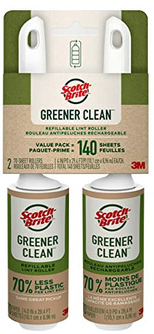 3m 841RS70TP Greener Clean Lint Roller, 4 X 29.4 Ft, 70 Sheets/roll, 2/pack