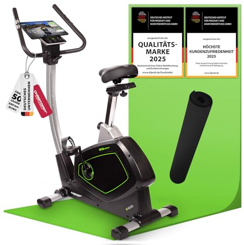 CHRISTOPEIT Ergometer Heimtrainer Eco 1000 | Fitnessfahrrad mit Generator – Stromlos trainieren, leise, 10kg Schwungmasse, Bluetooth, Kinomap-App, bis 150kg