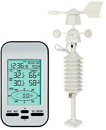 Station météo professionnelle, Station météo sans fil anémomètre capteur de Direction de la vitesse du vent météoromètre numérique refroidissement éolien température humidité mètre Facile à configurer