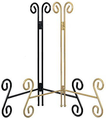 UoYeet Tellerständer, 2er Pack 12 Zoll Tellerhalter zur Ausstellung, Schwarz & Gold Metall-Bildständer Bilderrahmenständer für Zuhause, Büro, Ausstellung und Empfang
