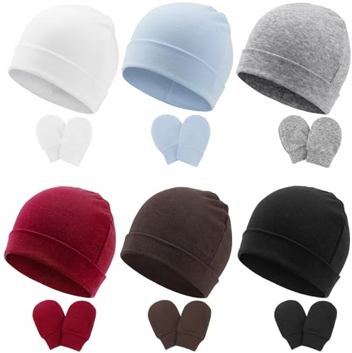 DRESHOW Neugeborenes Baby Mütze Hut und Handschuhe Set Beanie Bekleidung Unisex Infant Hut Kindergarten Mütze Baby Jungen Mädchen 0-6 Monate