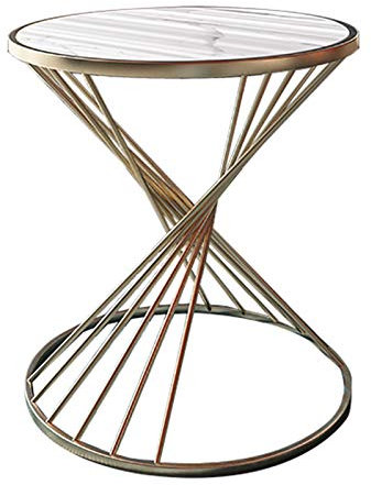 Exquisite Nachttische, Marmor-Couchtisch, einlagiger runder Beistelltisch, kleine Wohnung, Metall-Sofatisch, Wohnzimmer, Schlafzimmer, Lounge, Ecktisch, Korbtisch (Farbe: A, Größe: 45 x 45 x 55 cm)