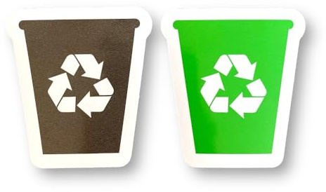 2 Pack - 70mm X 80mm Recycling and General Waste BIN Stickers - Self Adhesive Signs, Rubbish, Trash SG267