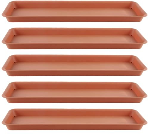 Sharplace Soucoupes pour Plantes, 5 Plateaux rectangulaires pour Pot de Fleur, Plateau de Drainage, Plateaux d'égouttage d'eau pour Cour, Balcon, Jardin, Rouge