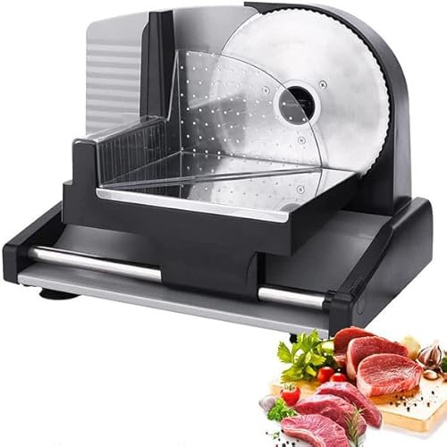 PEIXEN Affettatrice per La Casa, Affettatrice Elettrica per Carne Mini, con Spessore Regolabile 200 W 0-15 Mm Affettatrice per Pane Elettrica, Facile da Pulire per La Casa, Commerciale, Negozio di tè