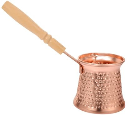 Cabilock Cafetière en Cuivre Plaqué 350 Ml avec Poignée en Bois Cafetière Turque pour Chauffer Les Sauces Faire Fondre Le Beurre Faire Fondre Le Chocolat Cafetière Multifonction pour Boissons