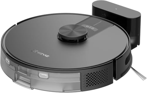 EZVIZ Robot de Limpieza Automatica Aspiracion Friega Suelos,Succión 4000Pa, Navegación LDS LiDAR & Detectores Infrarrojos de Obstáculo, Control App/Alexa/Google, RE4 Negro