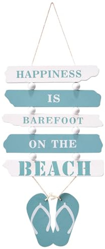 Hängeschild Holz, Wandschild Holz Beach, Deko Schild mit Spruch, Beach Strand Deko, Flip-Flop-Wandornament mit Strand-Design, Wand Ornament Hängende für Zuhause, Bar, Café, Strandrestaurant, Partys