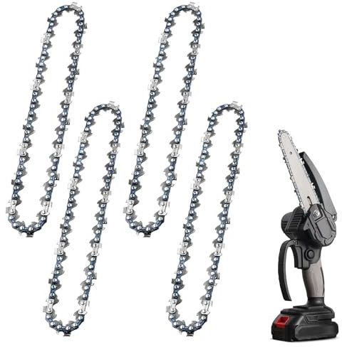 Catena per motosega da 4 pezzi per barra da 6 pollici Catena per motosega piccola Catena per motosega elettrica da 6 pollici Catena per mini motosega Catena per(37 maglie di trasmissione)