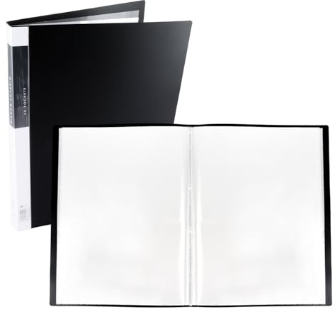 ASelected A3 visningsbok mapp 40 fickor presentationsbok med klara plastärmar, 80 visningar A3 förvaring bok mapp folio för målning konstverk portföljprojekt, skola, högskolor, hem, kontor