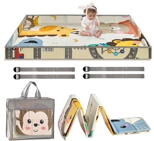 VEVOR 59 x 71 Activity Playmat, Non-Slip One-Piece Foam Playmat, Foldable Portable Reversible Floor Mat with Travel Bag, Waterproof Activity Playmats for Toddlers, Infant