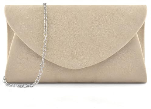 PACETAP Clutch aus Wildleder für Damen, elegante Abendtasche für Damen, formell, Crossbody-Tasche, Clutch, Handtaschen für Hochzeit, Party, Cocktail, Abschlussball, Abendessen, Nude Rosé