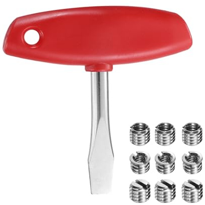 QUARKZMAN 9 Pièces T Handle Tournevis À Tête Plate 12mm Rouge | Tournevis À Fente, Vis Interchangeables 1/4 À 3/8 Pouce Pour Plaque De Libération Rapide Trépied Monopied Caméra