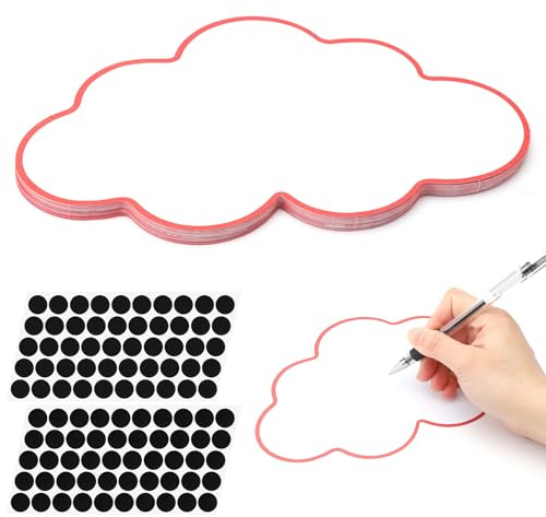 APOMOONS 50 pcs Set de cartes d'animation nuages, papier pour flipchart avec 50 pastilles adhésives, fiches Grande carte de présentation papier pour flipchart pour discussion professionnelles bureau