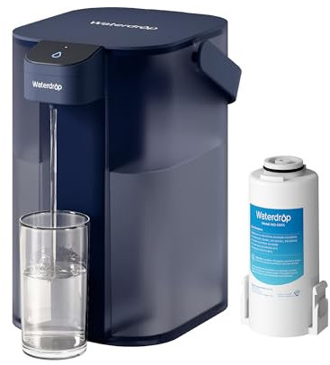 Waterdrop Instant Electric Water Filter Jug with a 3-Months Filter, WD-ED61B 3.5L Countertop Water Filter System, Reduce 98% Chlorine and 20+ Contaminants, Blue (NOT Reduce TDS)