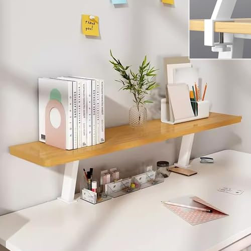 Desk nizer Shelf Elevated Workstation Platform for Table Accessories Clamp on Design (Natural L 120cm)