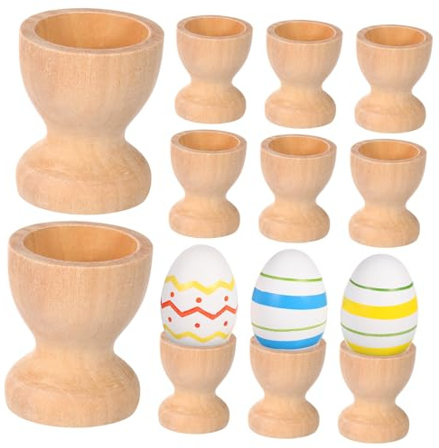 Gatuida 15pcs Wooden Easter Egg Holder DIY Wine Glass Shaped Egg Cups for Smooth Surface Wood Storage Holders Creative Crafting Fun for Easter Celebrations
