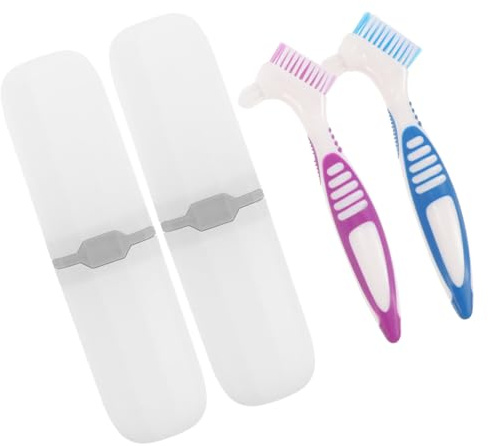 Veemoon 2 Ensembles Brosses à Dents Pour Prothèses Dentaires Brosse Double Face Nettoyage Pratique Pour Appareils Dentaires Double Face Portable Mini Pour Maison