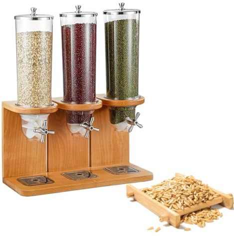 KELUNIS Distributeur de céréales pour Aliments secs de comptoir à 3 barils, Distributeur de céréales Triple, Distributeur de Bonbons pour Les Grains de café aux Noix de Cuisine,10.5