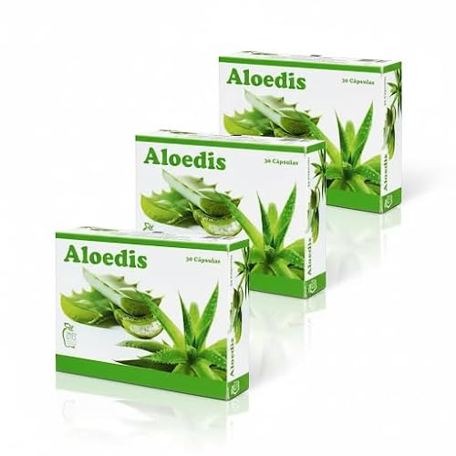 Dis Aloedis 90 Cápsulas - Pack Ahorro 3 x 30 Cápsulas - Suplemento Digestivo, con Zumo de Hojas de Aloe Vera 360mg y Carbón Activo 3.75mg - Para Ayudar a Equilibrar la Flora Bacteriana