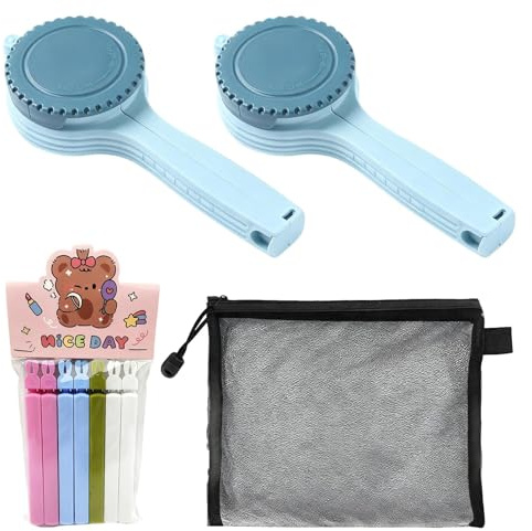 FEITONGFX 2PCS Verschlussclips mit Ausschütter, 7er Set Clips für Tüten mit Netztasche, Tütenclips, Klammern für Tüten, Verschlussclips für Beutel für Kaffeebohnen Verschluss Snackspender