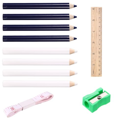 8uds Lápices Marcadores Tela para Costura, Marcador Tela Blanco y Azul Soluble en Agua Lavable Lápiz Tiza Sastre y Herramientas Trazado para Modistas Manualidades de Acolchado